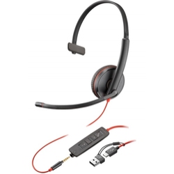 Poly Blackwire 3215 Monaural USB-C Headset +3.5mm Plug +USB-C/A Adapter [8X227AA] - Гарнитура (Plantronics)