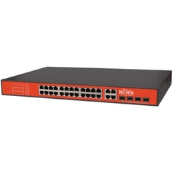 WI-TEK WI-PS128GF-24V - Коммутатор 24FE + 4Combo порта PoE 24V с 24-портовым PoE